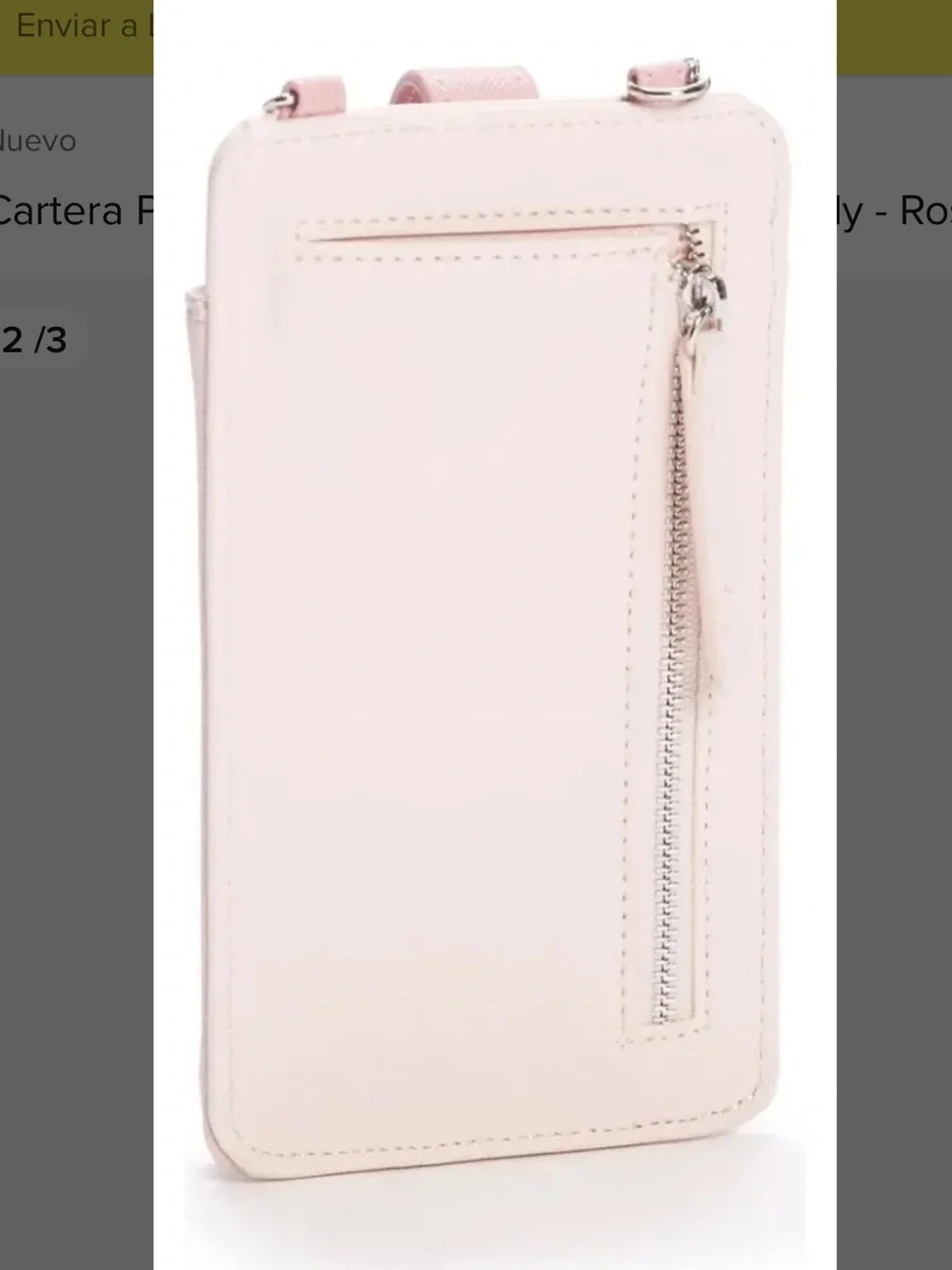 GUESS Blush Pink Chain Crossbody Phone Case with zipper comprar behind